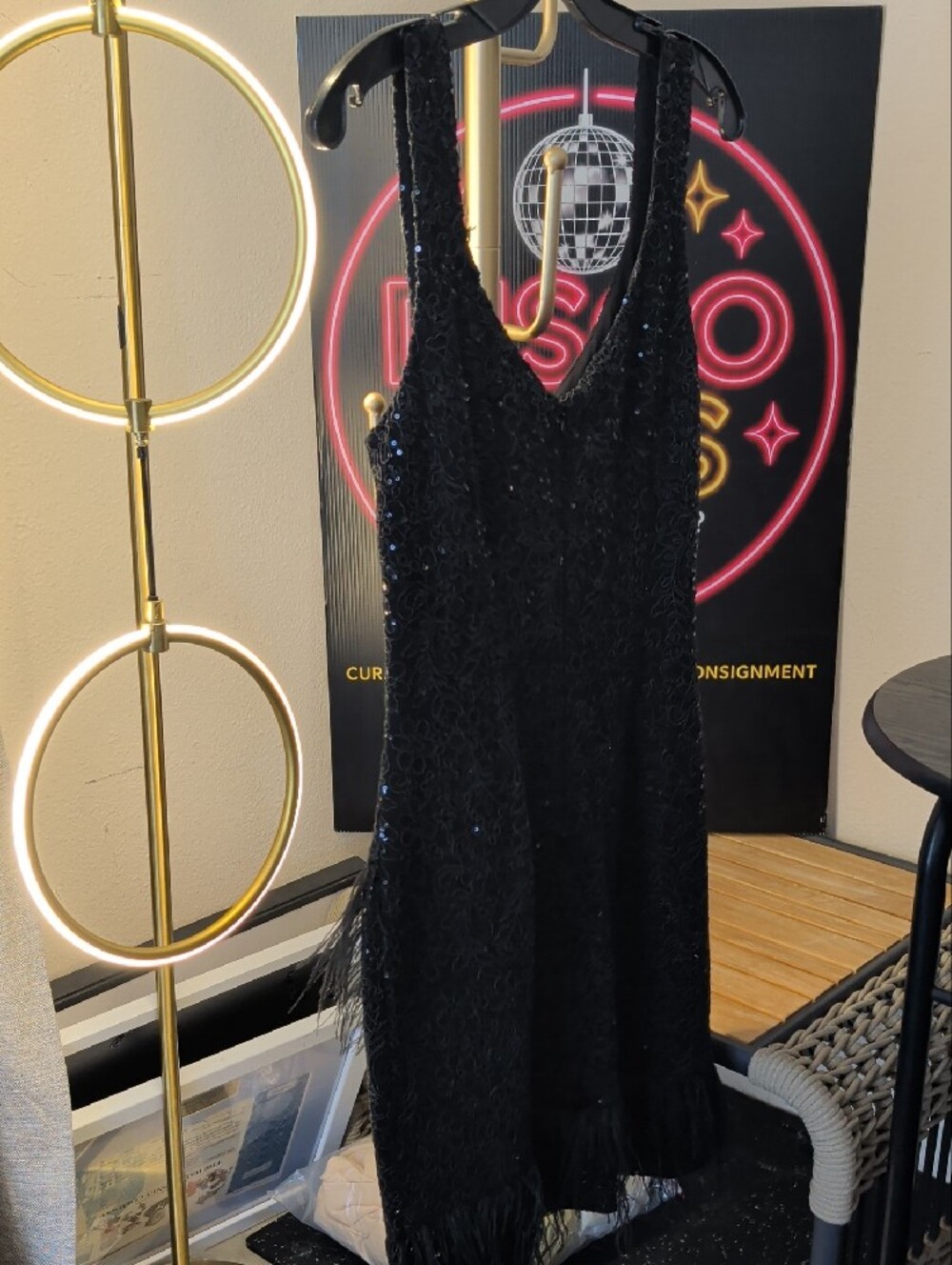 Laundry By Shelli Segal Black Sequin Fringe Mini Dress - Picture 3 of 4